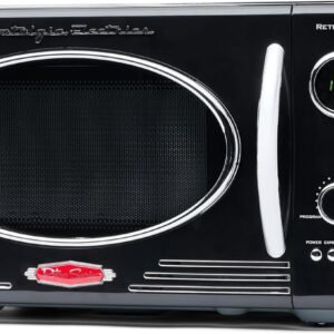 Nostalgia Retro Countertop Microwave Oven - Large 800 Watts - 25.4L - 12 Cooking Settings - Digital Clock - Kitchen Appliances - Black